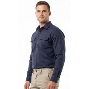 Vulcan Mens Country Ripstop Ls Shirt Navy Med