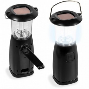 Luminescence Solar &amp; Kinetic Crank LED Lantern - Black