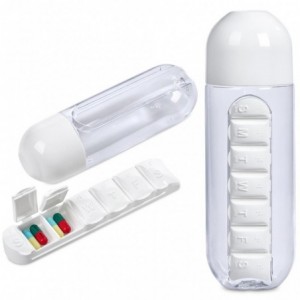 Altitude Vita-Stream 600ml Plastic Water Bottle with Pill Box