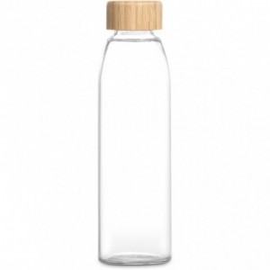 Okiyo Wabi-Sabi 500ml Glass Water Bottle with Bamboo Lid