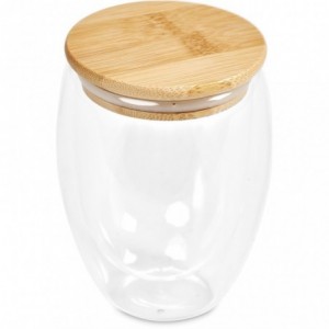 Okiyo Moco Glass &amp; Bamboo Double-Wall Cup - 350ml