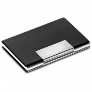 Altitude Branson Business Card Holder - Simulated Leather &amp; Brushed Aluminium