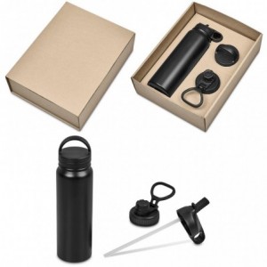 Altitude Madeira 750ml Stainless Steel Vacuum Bottle Gift Set - Black