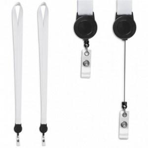 Altitude Double-Sided Satin Lanyard with Badge Reel (90 x 2cm) - White