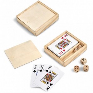 Altitude Mario Dice and Playing Cards Set in Natural Wood Box