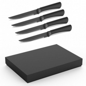 Serendipio Dolan 4-Piece Steak Knife Set - Black &amp; Rose Gold