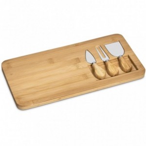 Okiyo Chizu Bamboo Cheese Board Set with 3 Utensils