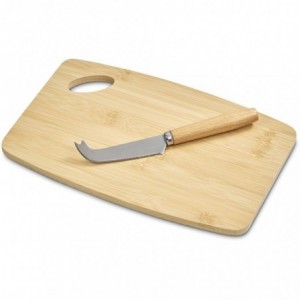 Okiyo Edamu Bamboo Cheese Board Set with Stainless Steel Knife