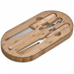 Okiyo Suraisu Bamboo Food &amp; Wine Set (31 x 16 x 2.5 cm)