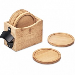 Okiyo Kanpai Bamboo Coaster &amp; Bottle Opener Set