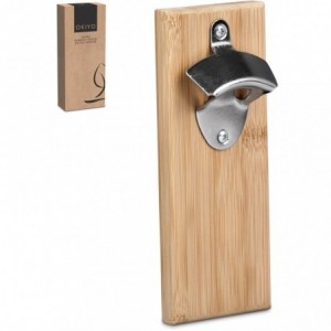 Okiyo Akeru Bamboo &amp; Steel Magnetic Fridge Bottle Opener
