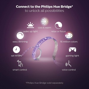 Philips Hue Lightstrip Plus Dimmable LED Smart Strip Light White and Color Ambiance (Requires Hue Hub) 
