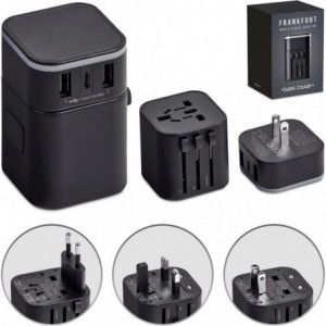 Swiss Cougar Frankfurt World Travel Adaptor with USB &amp; Type-C Ports
