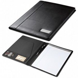Altitude Obsidian A4 Simulated Leather Folder with Writing Pad - Black