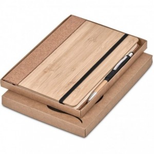 Okiyo Eri Bamboo &amp; Cork Notebook &amp; Stylus Pen Set