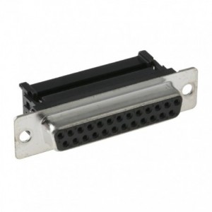 25-Pin Female D-Sub IDC Socket with Metal Mount &amp; Plastic Strain Relief