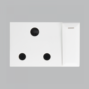 Modular White 16A Switched Socket Module Horizont
