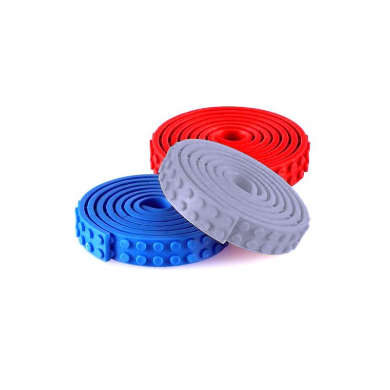 LEGO Compatible Adhesive Tape - 3 Pack (Blue/ Grey/ Red)