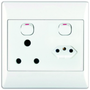 1x16A + 1 EURO SW SOCKET OUTLET 4x4 WITH WHITE COVER PLATE