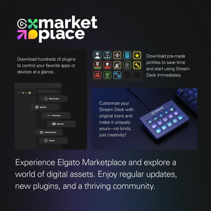 Elgato Stream Deck Scissor Keys | 15-Key Customizable Workflow