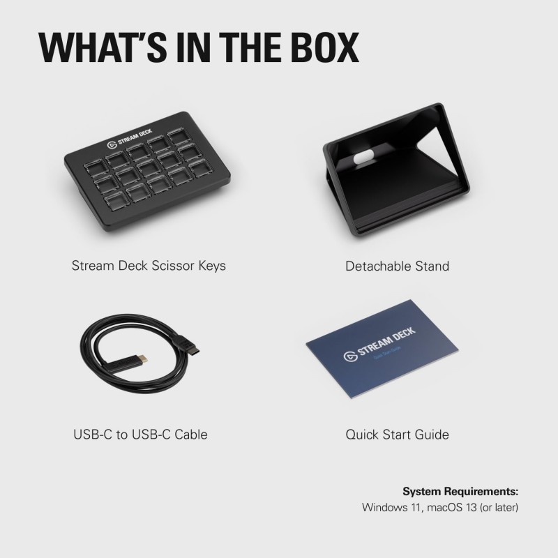 Elgato Stream Deck Scissor Keys | 15-Key Customizable Workflow