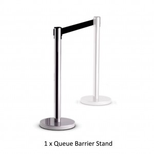 Parrot Retractable Queue Barrier Chrome With Black Belt 910X320MM