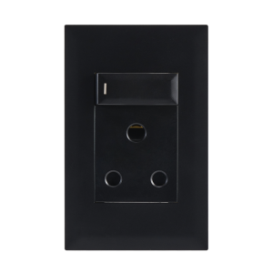 Modular Black 16A Socket With Switch 2 X 4