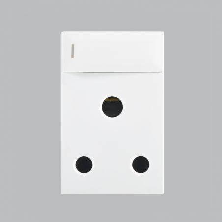 Modular White 16A Switched Socket Module - GeeWiz
