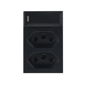 Modular Black 16A Switch With Two Euro Modules