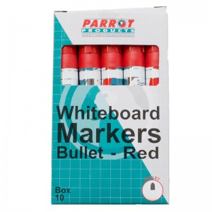 Parrot Marker Whiteboard Bullet Box 10 Red