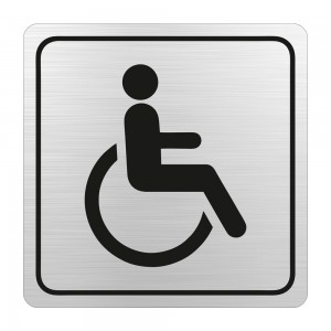 PARROT SIGN SYMBOLIC 150*150mm BLACK PRINTED DISABLED TOILET SIGN ON BRUSHED ALUMINUM ACP