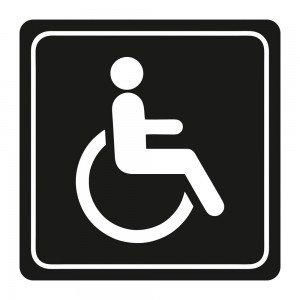 PARROT SIGN SYMBOLIC 150*150mm WHITE PRINTED DISABLED TOILET SIGN ON BLACK ACP