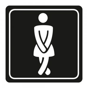 PARROT SIGN SYMBOLIC 150*150mm WHITE PRINTED LADIES TOILET SIGN ON BLACK ACP