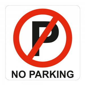 PARROT SIGN SYMBOLIC 150*150mm RED NO PARKING SIGN ON WHITE ACP