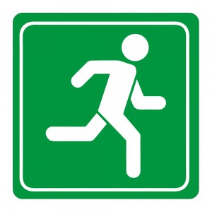PARROT SIGN SYMBOLIC 150*150mm GREEN RUNNING MAN SIGN ON WHITE ACP