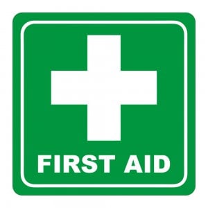 PARROT SIGN SYMBOLIC 150*150mm GREEN FIRST AID SIGN ON WHITE ACP