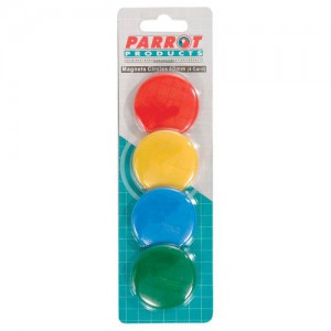 PARROT MAGNETS CIRCLE 40mm (4/CARD) ASSORTED