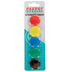 PARROT MAGNETS CIRCLE 30mm (5/CARD) ASSORTED