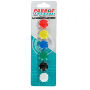 PARROT MAGNETS CIRCLE 20mm (6/CARD) ASSORTED