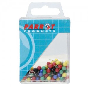 PARROT MAP PINS BOXED 100  ASSORTED