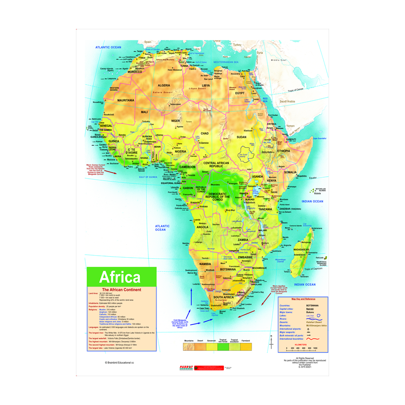 PARROT MAP - AFRICA GENERAL EDUCATIONAL 1500x1200mm