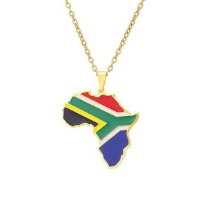 South African Flag Stainless Steel Pendant Necklace