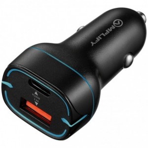 Amplify Volto Series Dual Car Charger 32W (Type-C + USB) - Black