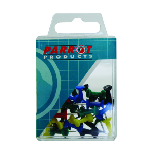 PARROT PUSH PINS BOXED PACK 30 ASSORTED
