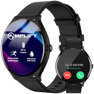 Amplify Compete series fitness watch round face  in PDQ - Bl