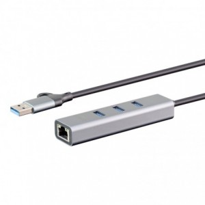 LinkQnet XF-U3CR01C 3-Port USB 3.0 Hub with Gigabit LAN