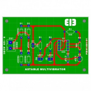 PCB ONLY FOR ASTABLE MULTIVIBRATOR CIRCUIT (LM555) 50x75x1.5mm PIE41-001-01
