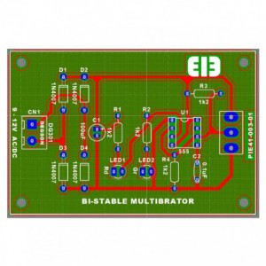 PCB ONLY FOR BISTABLE MULTIVIBRATOR CIRCUIT (LM555) 50x75x1.5mm PIE41-003-01