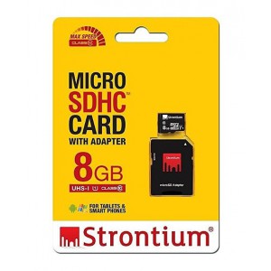 Strontium SR8GTFC10A 8GB Nitro Micro SD Card with SD Adaptor Up To 85MB/s