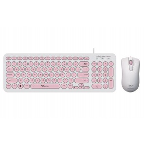Alcatroz U2000WP U2000 Jelly Bean White &amp; Peach USB Keyboard and Mouse Combo